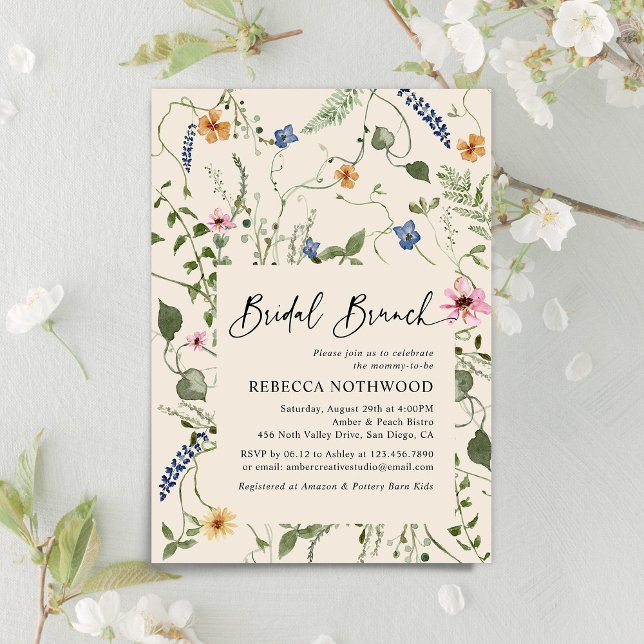 Invitación Elegante ducha Boho Wildflowers Bridal Brunch (Subido por el creador)