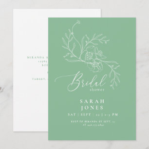 Invitación Elegante Ducha Botánica Verde Veraniega Bridal