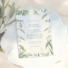 Invitación Elegante ducha botánica verde y blanca