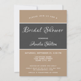 Invitación Elegante Ducha Bridal Beige Gris Simple