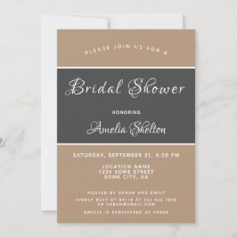 Invitación Elegante Ducha Bridal Beige Gris Simple