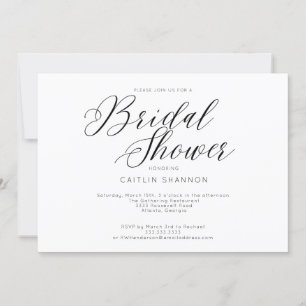 Invitación Elegante Ducha Bridal Blanco Formal Negro