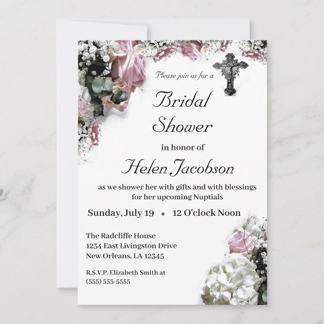 Invitación Elegante Ducha Bridal Católica (Subido por el creador)