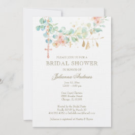 Invitación Elegante Ducha Bridal Católica Eucalyptus