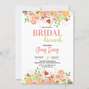 Invitación Elegante Ducha Bridal Citrus Floral