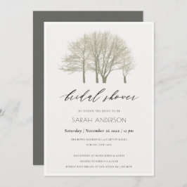 INVITACIÓN ELEGANTE DUCHA BRIDAL DE ÁRBOLES DE ORO GRIS EN OT