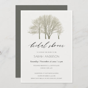INVITACIÓN ELEGANTE DUCHA BRIDAL DE ÁRBOLES DE ORO GRIS EN OT