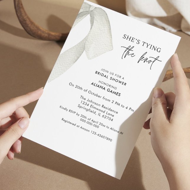 Invitación Elegante Ducha Bridal De Bow Blanco Y Negro (Subido por el creador)