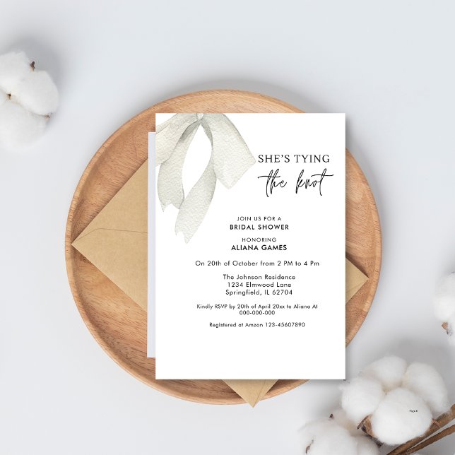 Invitación Elegante Ducha Bridal De Bow Blanco Y Negro (Subido por el creador)