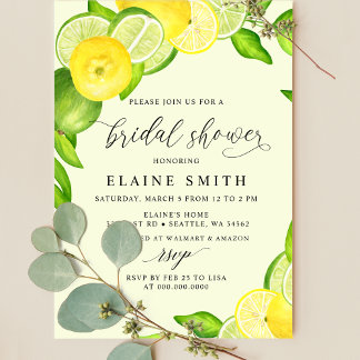 Invitación Elegante Ducha Bridal De Cítricos De Limón De Vera