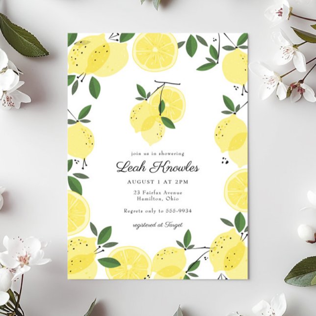 Invitación Elegante Ducha Bridal De Citrus De Limón Amarillo (Subido por el creador)