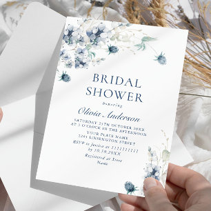 Invitación Elegante DUCHA BRIDAL de Foliage Blue Winter