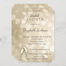Invitación Elegante Ducha Bridal de Glass Bokeh Wine Glasses
