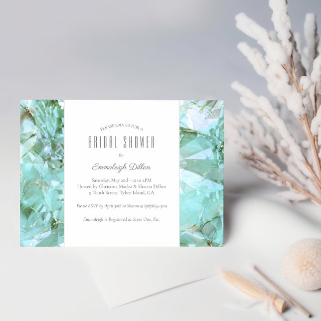 Invitación Elegante Ducha Bridal De Glass De Cristal De Mar (Subido por el creador)