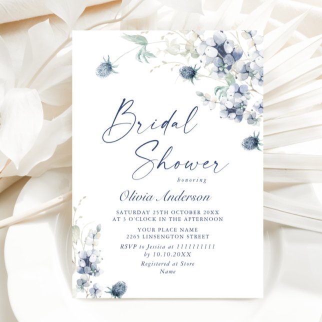 Invitación Elegante DUCHA BRIDAL DE invierno de Blue Boho Azu (Subido por el creador)