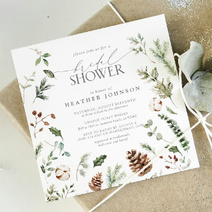 Invitación Elegante Ducha Bridal De Pino De Invierno