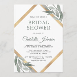 Invitación Elegante DUCHA BRIDAL DE Relieve metalizado dorado