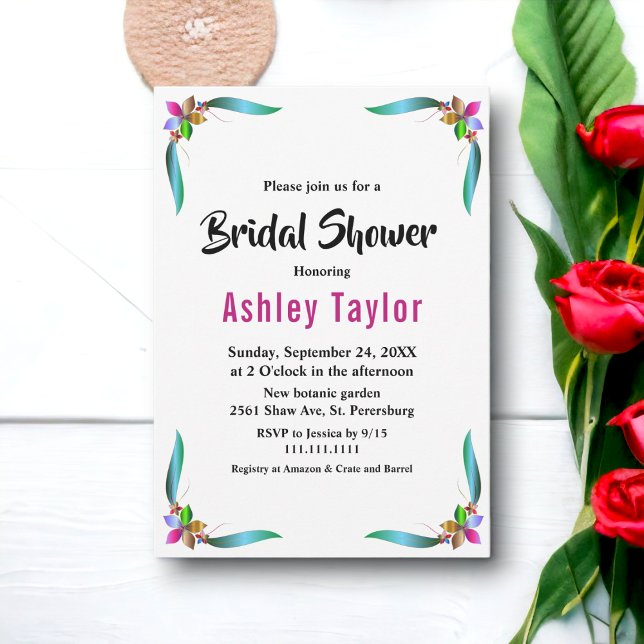 Invitación Elegante Ducha Bridal De Verano Floral De Glam Mod (Subido por el creador)