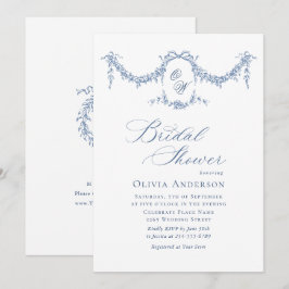 Invitación Elegante DUCHA BRIDAL DEL Jardín de tela azul fran