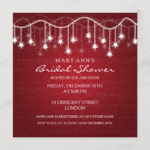 Invitación Elegante Ducha Bridal Estrellas Rojas