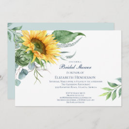 Invitación Elegante Ducha Bridal Eucalyptus Sunflower
