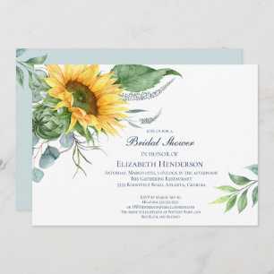 Invitación Elegante Ducha Bridal Eucalyptus Sunflower