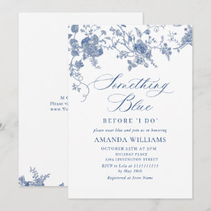Invitación Elegante DUCHA BRIDAL floral azul victoriano