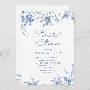 Invitación Elegante DUCHA BRIDAL Floral del Jardín Azul Franc