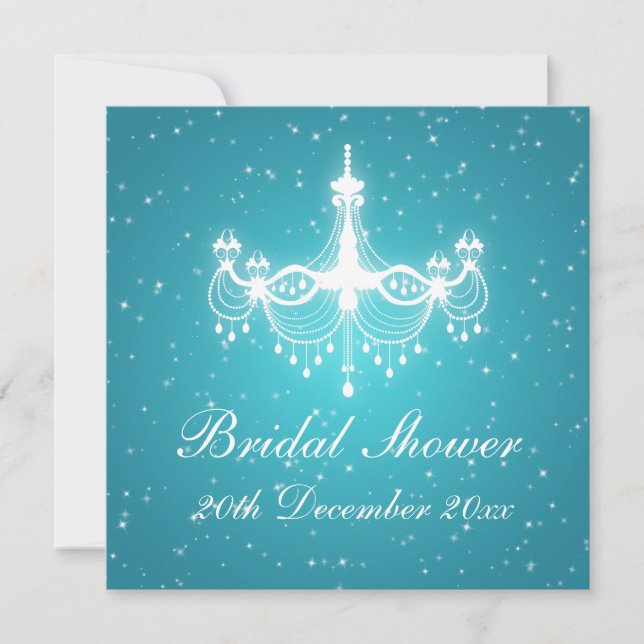 Invitación Elegante Ducha Bridal Lámpara Azul (Anverso)
