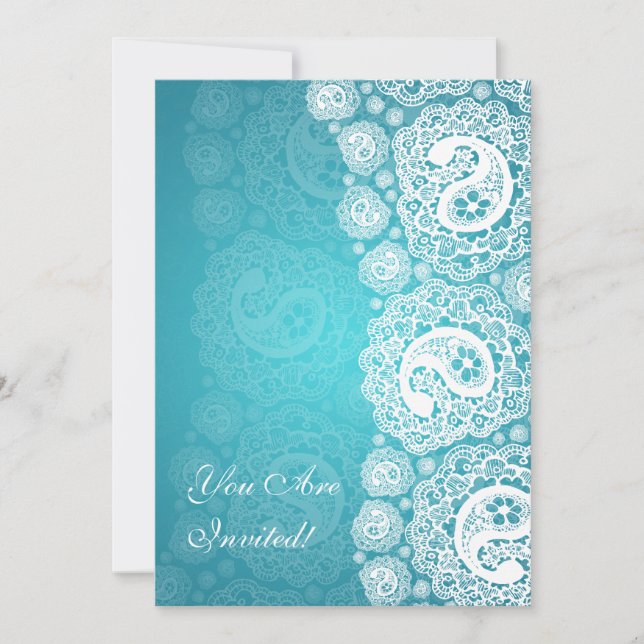 Invitación Elegante Ducha Bridal Paisley Lace Blue (Anverso)
