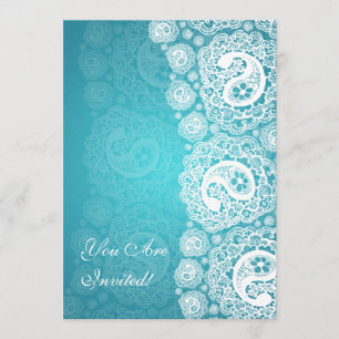 Invitación Elegante Ducha Bridal Paisley Lace Blue