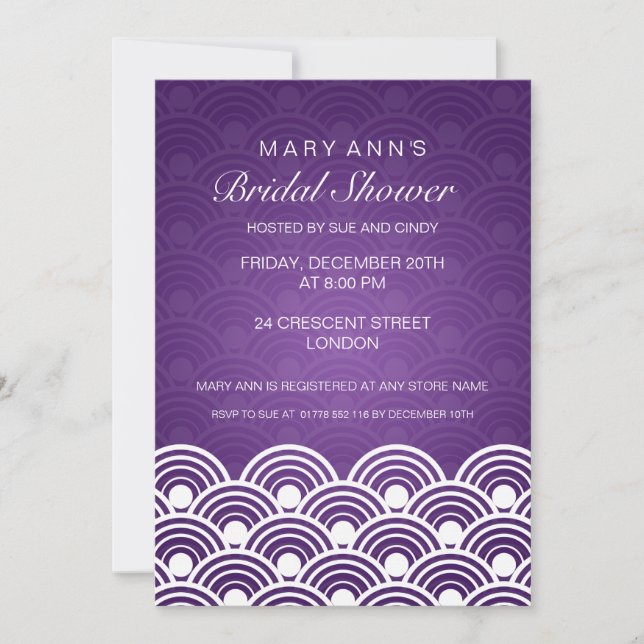 Invitación Elegante Ducha Bridal Patrón Purple (Anverso)