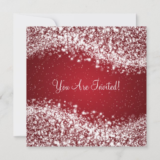 Invitación Elegante Ducha Bridal Rojo de onda espumosa (Anverso)