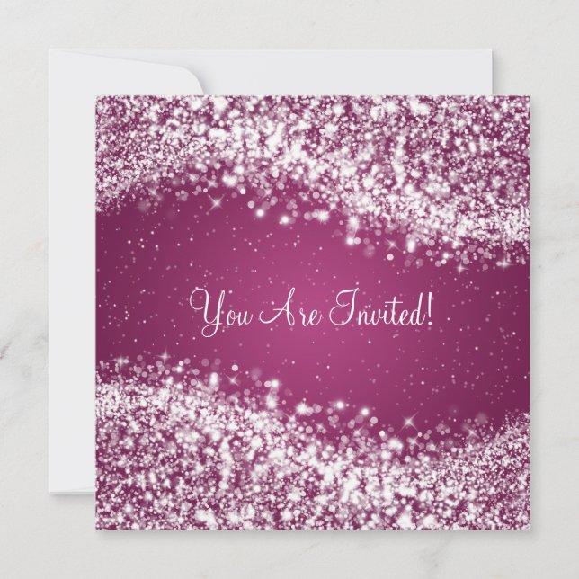Invitación Elegante Ducha Bridal Sparkling Wave Plum (Anverso)
