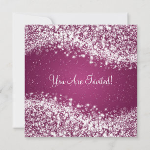 Invitación Elegante Ducha Bridal Sparkling Wave Plum