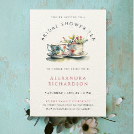 Invitación Elegante Ducha Bridal Tea Watercolor Botánico
