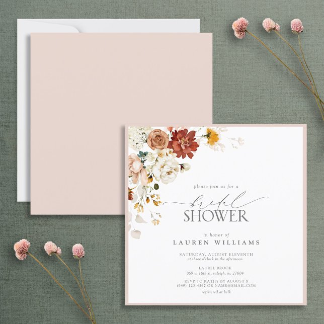 Invitación Elegante Ducha Bridal Termal Floral Cálida (Subido por el creador)