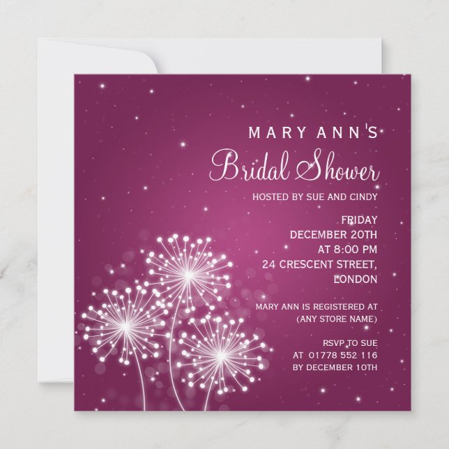 Invitación Elegante Ducha Bridal Verano Deslumbrante Merlot R (Anverso)