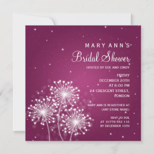 Invitación Elegante Ducha Bridal Verano Deslumbrante Merlot R