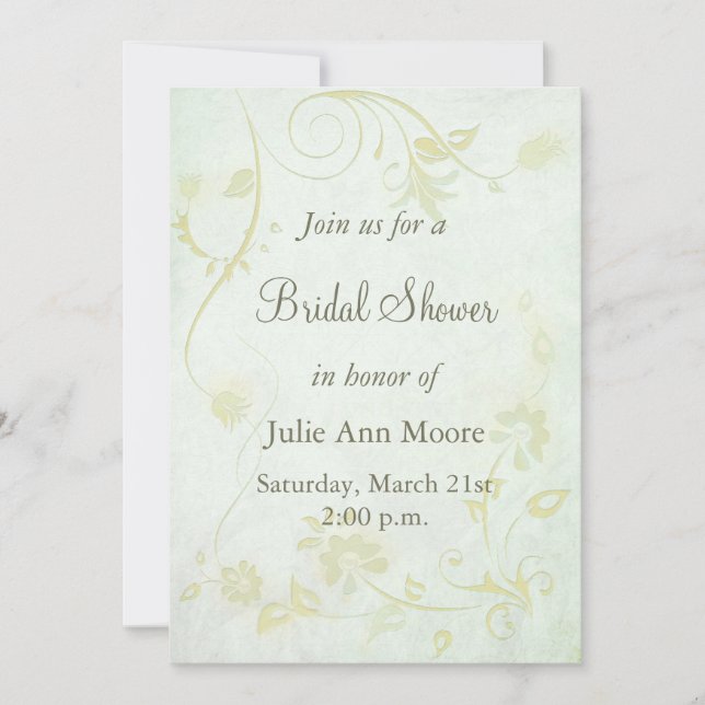 Invitación Elegante Ducha Bridal Verde Vintage (Anverso)