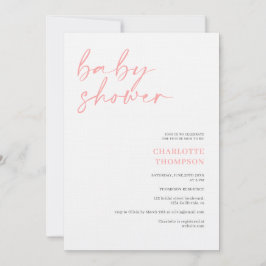 Invitación Elegante ducha casual de guión rosa gris