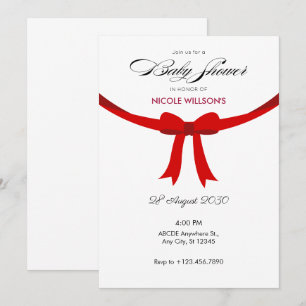 Invitación Elegante ducha con arco de cinta roja