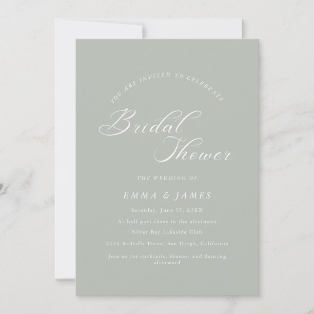 Invitación Elegante ducha con encanto marfil y dorada (Anverso)