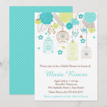 Elegante ducha con flores verde y azul de novia