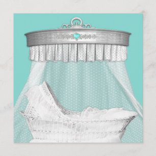 Invitación Elegante ducha de bebé azul turquesa y plata