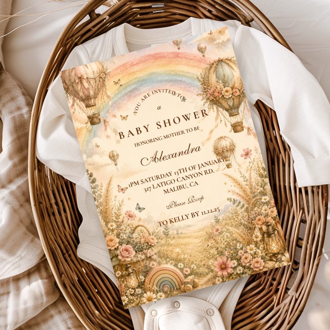 Invitación Elegante Ducha de Bebé Boho Arcoíris (Subido por el creador)