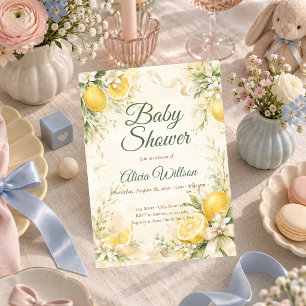 Invitación Elegante ducha de bebé botánica de limón