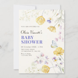 Invitación Elegante ducha de bebé con flores silvestres