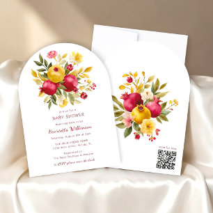 Invitación Elegante ducha de bebé con Granada y arco floral