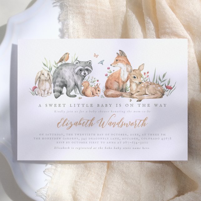 Invitación Elegante ducha de bebé de animales del bosque (Subido por el creador)